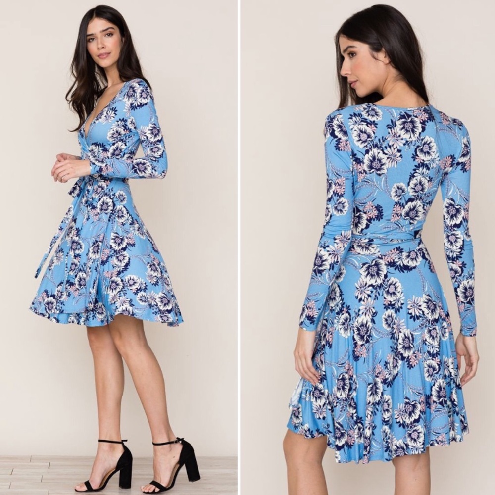Yumi Kim Floral Jersey Full Wrap Fit & Flare Dress Running in Circles A Line
